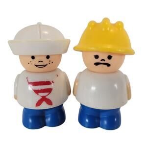 Shelcore Chunky Figures 2.5" Construction Worker & Sailor Pair Vintage Toys